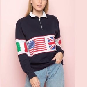 Brandy Melville flag quarter zip sweatshirt